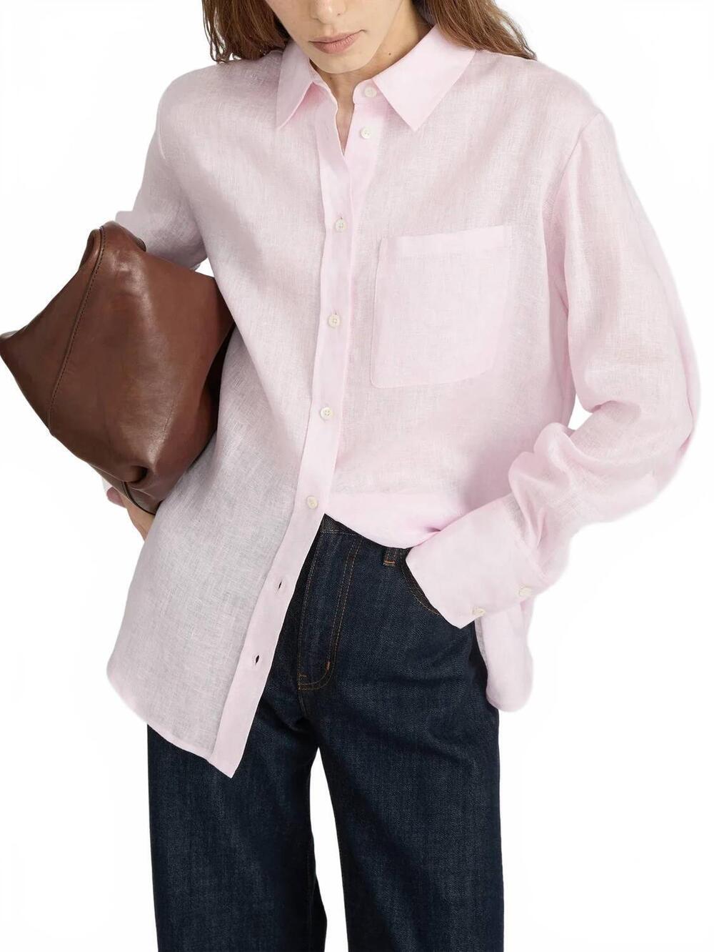 NEW FRAME the linen boy shirt in bubble gum